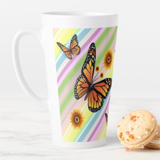 Sonnenblume Streifen Latte Tasse Schmetterling (Beispiel)