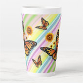 Sonnenblume Streifen Latte Tasse Schmetterling (Vorderseite)
