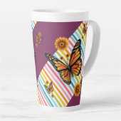Sonnenblume Streifen Latte Tasse Schmetterling (Rechte Ecke)