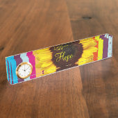 Sonnenblume Streifen Schreibtisch Namplate Namensplakette (Seite)