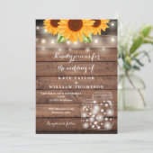 Sonnenblume String Lights Mason Jar Rustikale Hoch Einladung (Stehend Vorderseite)