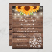 Sonnenblume String Lights Mason Jar Rustikale Hoch Einladung (Vorne/Hinten)