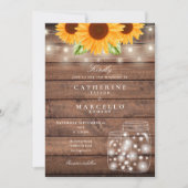 Sonnenblume String Lights Mason Jar Rustikale Hoch Einladung (Vorderseite)