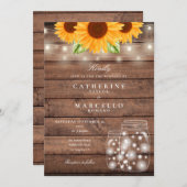 Sonnenblume String Lights Mason Jar Rustikale Hoch Einladung (Vorne/Hinten)