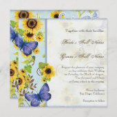 Sonnenblume-Strudel-Blumenrahmen-blauer Einladung (Vorne/Hinten)