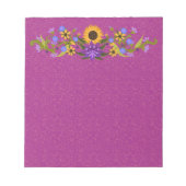 Sonnenblume Swag auf Magenta Wirbel Beautiful Notizblock (Vorderseite)