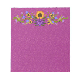 Sonnenblume Swag auf Magenta Wirbel Beautiful Notizblock