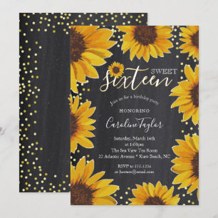 Sonnenblume Sweet 16 Geburtstagskappe Einladung