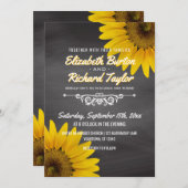 Sonnenblume-Tafel-rustikale Land-Hochzeit Einladung (Vorne/Hinten)