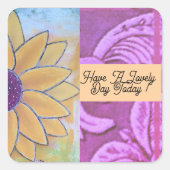 Sonnenblume Tag Quadratischer Aufkleber (Vorderseite)