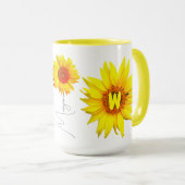 Sonnenblume-Tasse | Monogramm-Tasse und Personalis Tasse (VorderseiteRechts)