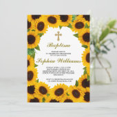 Sonnenblume Taufe İnvitation Einladung (Stehend Vorderseite)