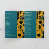 Sonnenblume Teal Blau Gold Moderne Gefaltete Hochz Programm (Innenseite)