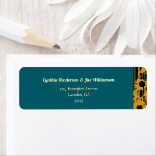 Sonnenblume Teal Blau Gold Moderne Hochzeit