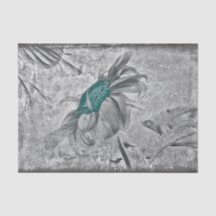 Sonnenblume Teal Grau Vintage Antik Textur Seidenpapier