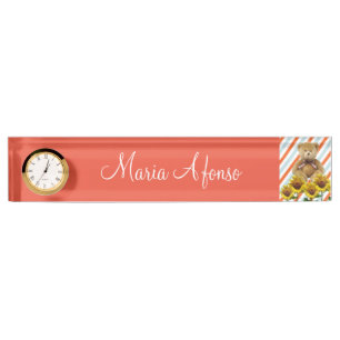 Sonnenblume Teddy Bear Desk Namplate Namensplakette