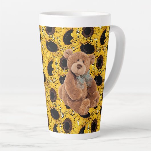 Sonnenblume Teddy Bear Latte Tasse (Rechte Ecke)