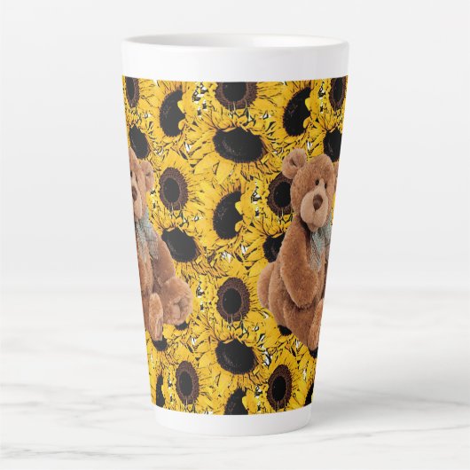 Sonnenblume Teddy Bear Latte Tasse (Vorderseite)
