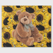 Sonnenblume Teddy Bear Matte Wrapping Paper Geschenkpapier (Flach)