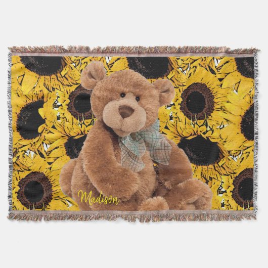 Sonnenblume Teddy Bear Throw Blanket Decke (Vorderseite)