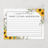 Sonnenblume teilen Sie eine Gedächtnisbeerdigungsk Postkarte (Vorderseite)