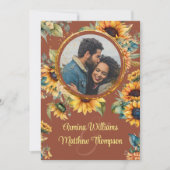 Sonnenblume Terracotta Foto Hochzeit mit UAWG Einladung (Vorderseite)