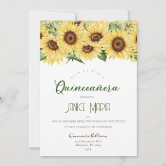 Sonnenblume Tiara Quinceañera Einladung