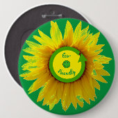 Sonnenblume Trendy Green Öko Friendly Button (Vorne & Hinten)