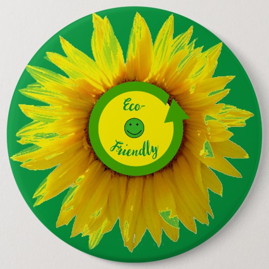 Sonnenblume Trendy Green Öko Friendly Button (Vorderseite)