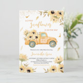 Sonnenblume Truck Baby Dusche Einladung (Stehend Vorderseite)
