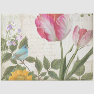Sonnenblume Tulip Blume Bird Ephemera Seidenpapier