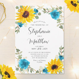 Sonnenblume Türkis Rose Geometric Floral Wedding Einladung