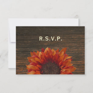 Sonnenblume u. Barnwood rustikales Hochzeit UAWG RSVP Karte