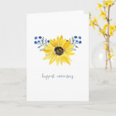 Sonnenblume u. blaue Blumen-Jahrestags-Karte Karte (Gelbe Blume)