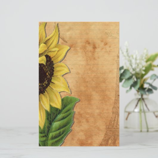 Sonnenblume u. Eiffelturm Briefpapier (Stehend Vorderseite)