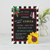 Sonnenblume-u. Marienkäfer-Kindergeburtstag Einladung (Stehend Vorderseite)