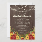 Sonnenblume-u. Schnur-Licht-rustikales Brautparty Einladung (Vorderseite)