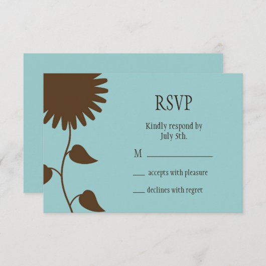 Sonnenblume UAWG auf blau RSVP Karte (Vorne/Hinten)