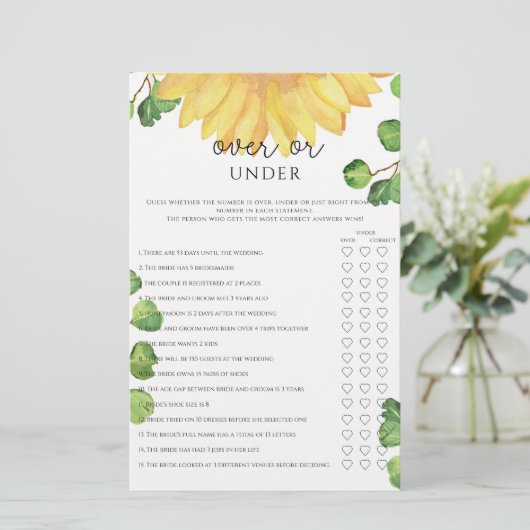 Sonnenblume über oder unter Brautparty (Stehend Vorderseite)