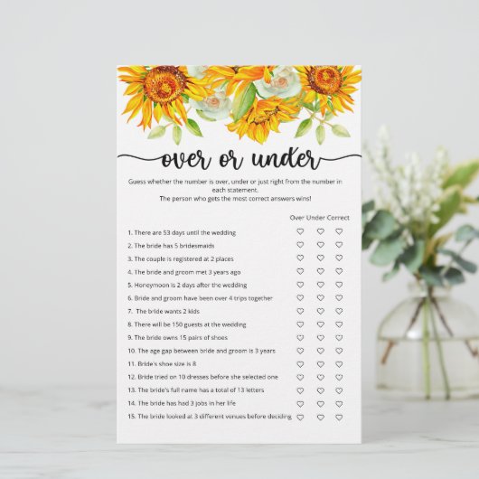 Sonnenblume über oder unter Brautparty (Stehend Vorderseite)