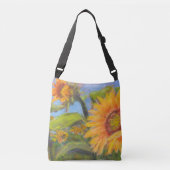 Sonnenblume Überdecktasche mit schwarzem Logo Tragetaschen Mit Langen Trägern (Vorderseite)