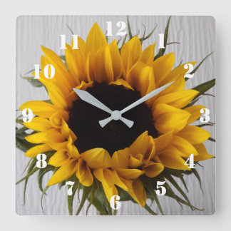 Sonnenblume-Uhr Quadratische Wanduhr