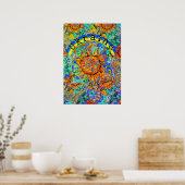 Sonnenblume Ukraine farbiges Muster & Flagge Poster (Küche)