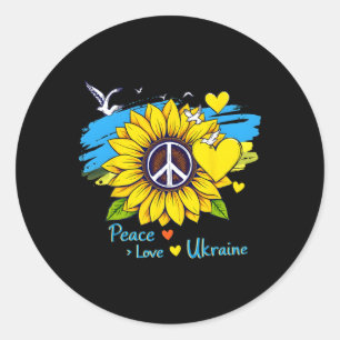 Sonnenblume Ukraine Flagge Karte Frieden Liebe Ukr Runder Aufkleber