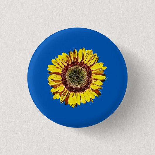 Sonnenblume Ukraine Nationales Symbol Blauer Hinte Button (Vorderseite)