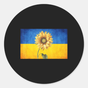 Sonnenblume Ukraine Ukrainische Flagge Vintage Sta Runder Aufkleber