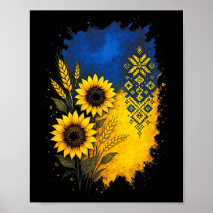 Sonnenblume Ukraine Weizen Kunst Erbe Farbige Poster