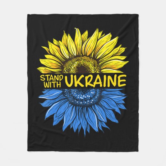 Sonnenblume Ukrainisch Ich stehe mit der Ukraine L Fleecedecke (Vorderseite)