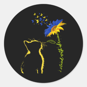 Sonnenblume Ukrainische Flagge Ich stehe mit der U Runder Aufkleber