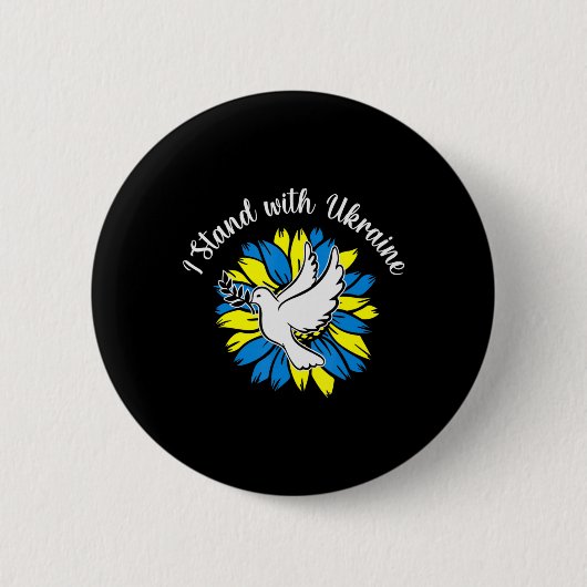 Sonnenblume ukrainische Flagge Taube Ukraine Ich s Button (Vorderseite)